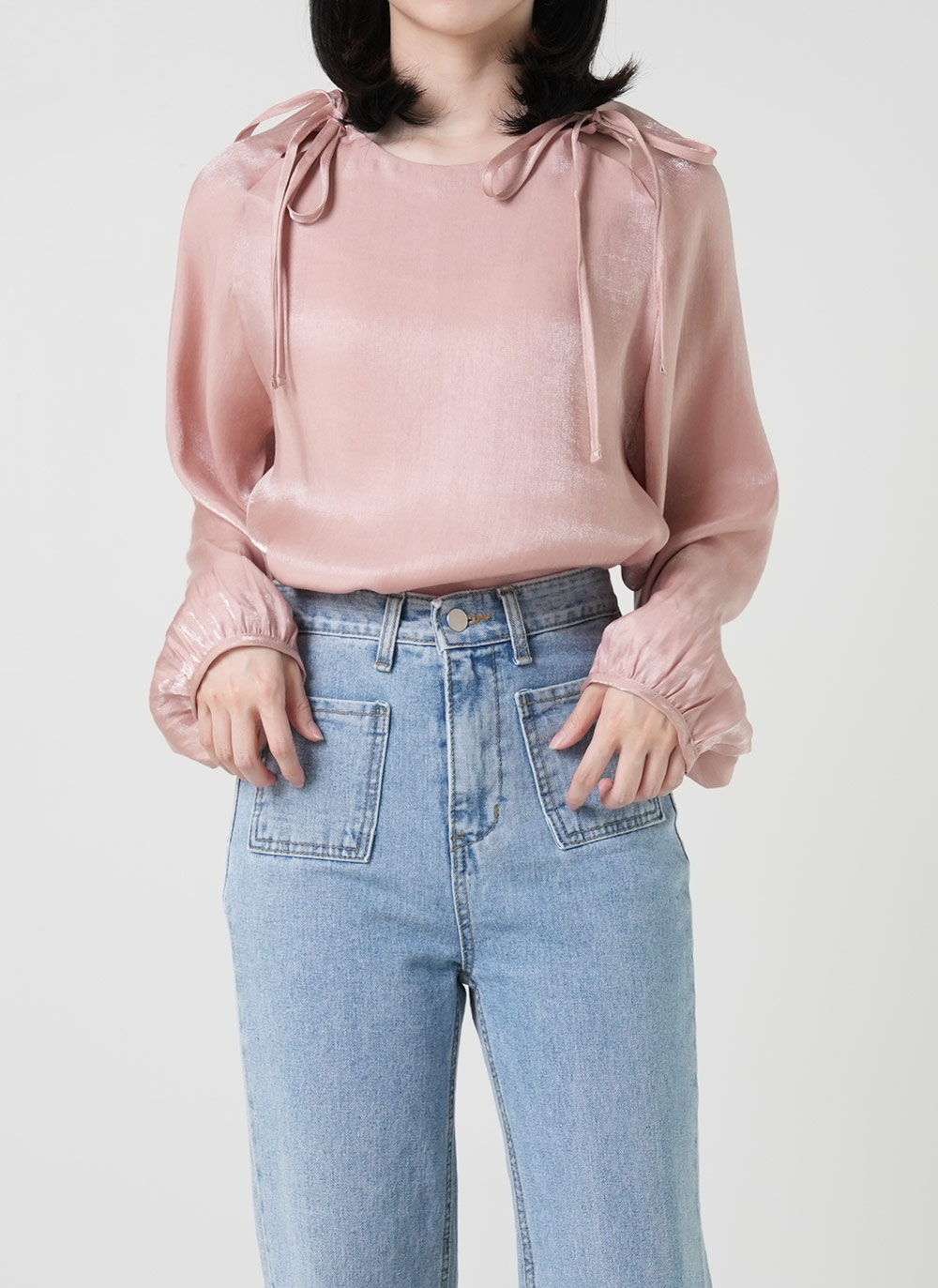 ラグランスリットリボンブラウス | DHOLIC | 詳細画像3