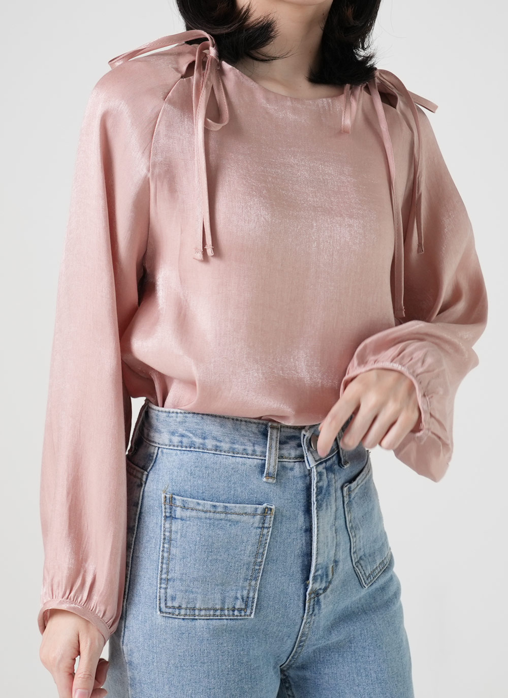 ラグランスリットリボンブラウス | DHOLIC | 詳細画像7