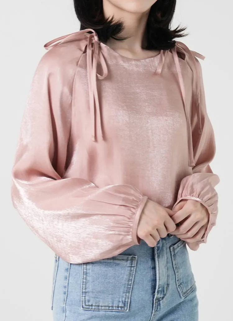 ラグランスリットリボンブラウス | DHOLIC | 詳細画像1