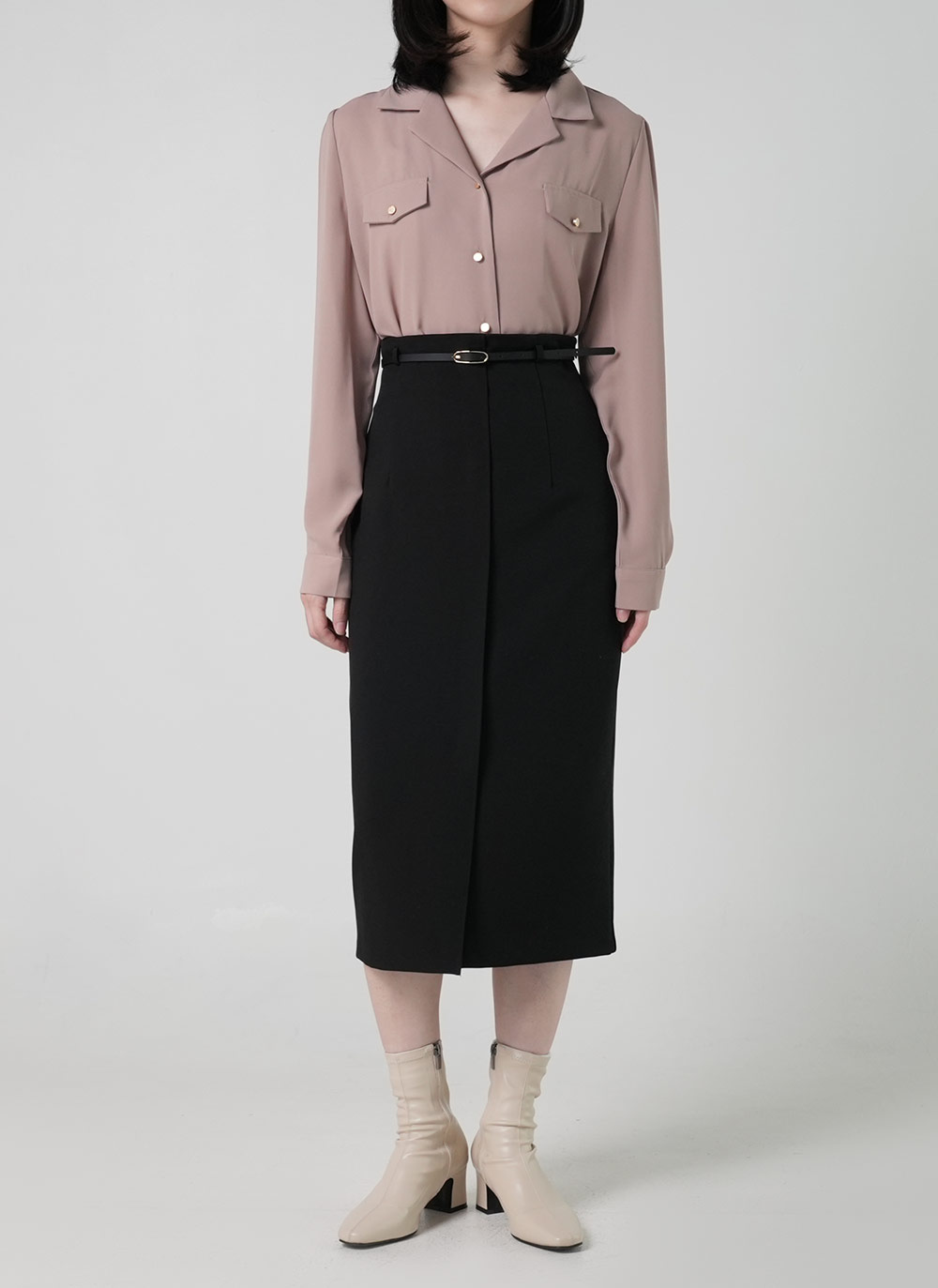 ゴールドボタンフラップ開襟ブラウス | DHOLIC | 詳細画像2