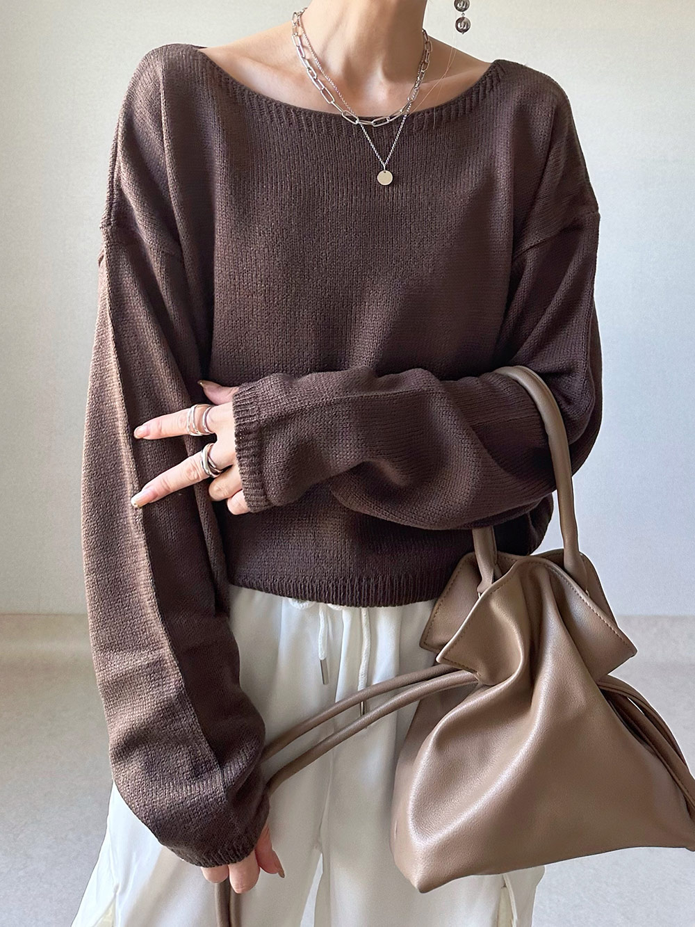 ボートネックシンプルニット | 詳細画像2