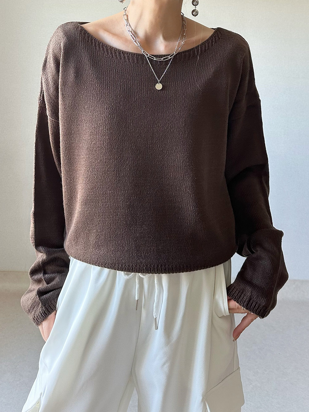 ボートネックシンプルニット | 詳細画像3