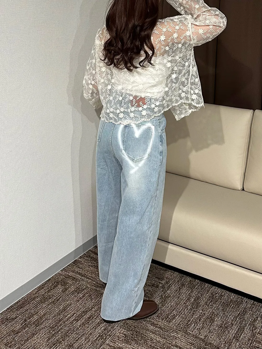 ラブハートバックペイントデニムパンツ | レディースファッション通販 