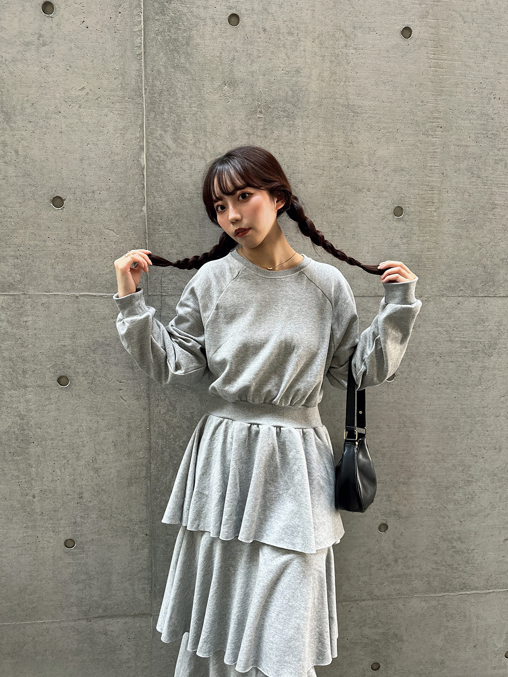 ルーズスウェットフリルティアードワンピース | レディース