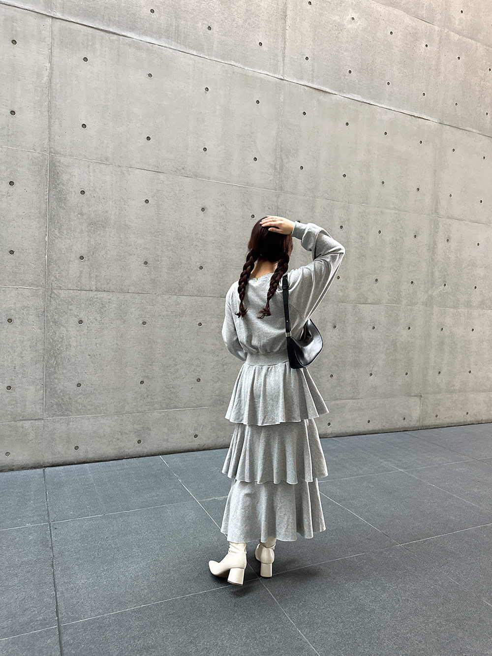 ルーズスウェットフリルティアードワンピース | レディース