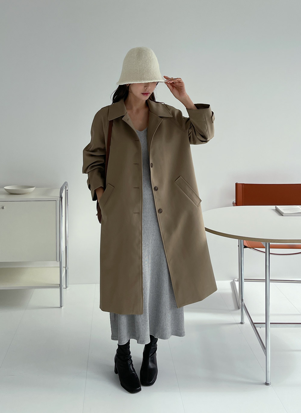 バックスリットシングルトレンチコート | レディースファッション通販
