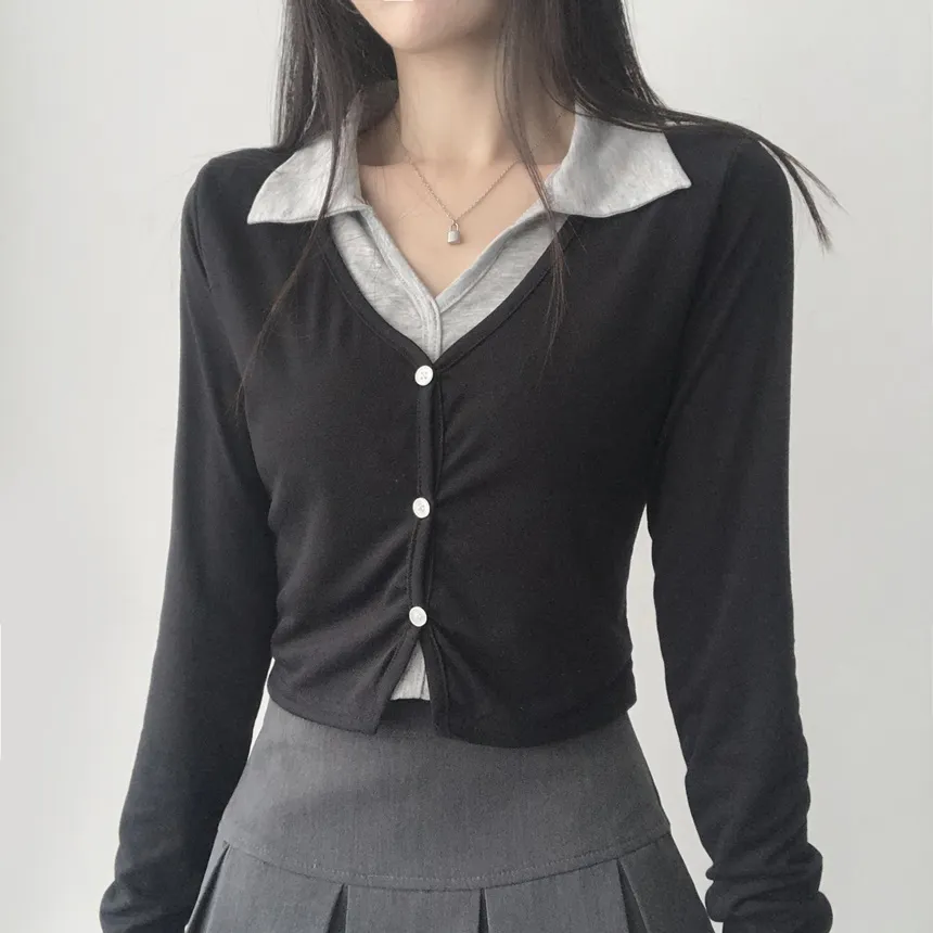 カーディガンレイヤードカラー長袖Tシャツ | lilisense | 詳細画像13