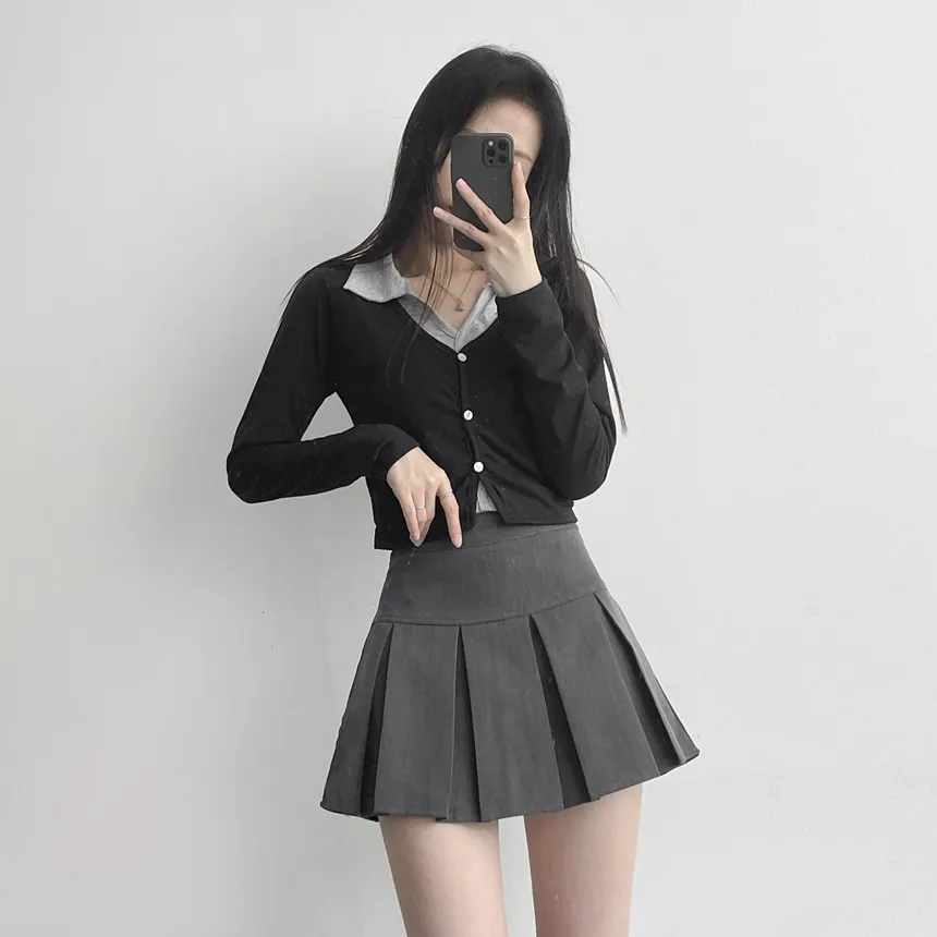 カーディガンレイヤードカラー長袖Tシャツ | lilisense | 詳細画像14