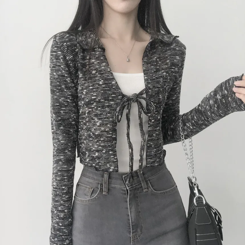 カラーネックリボンボカシカーディガン | lilisense | 詳細画像1