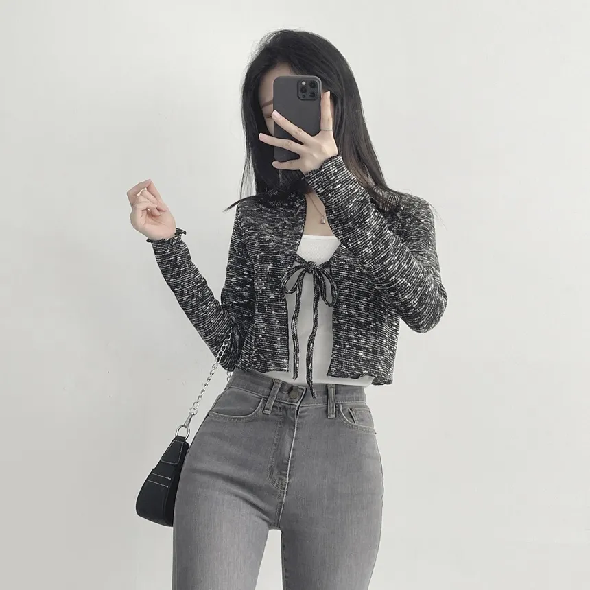 カラーネックリボンボカシカーディガン | lilisense | 詳細画像4