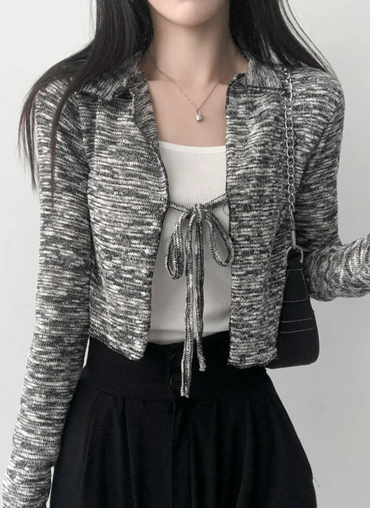 カラーネックリボンボカシカーディガン | lilisense | 詳細画像1