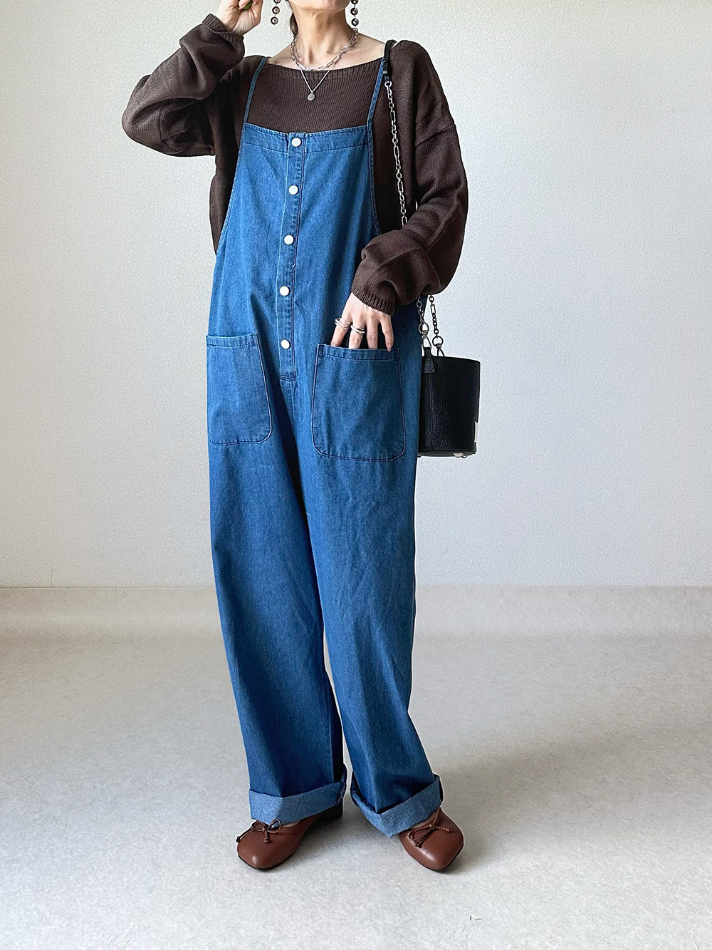 フロントボタンデニムサロペットパンツ | 詳細画像2