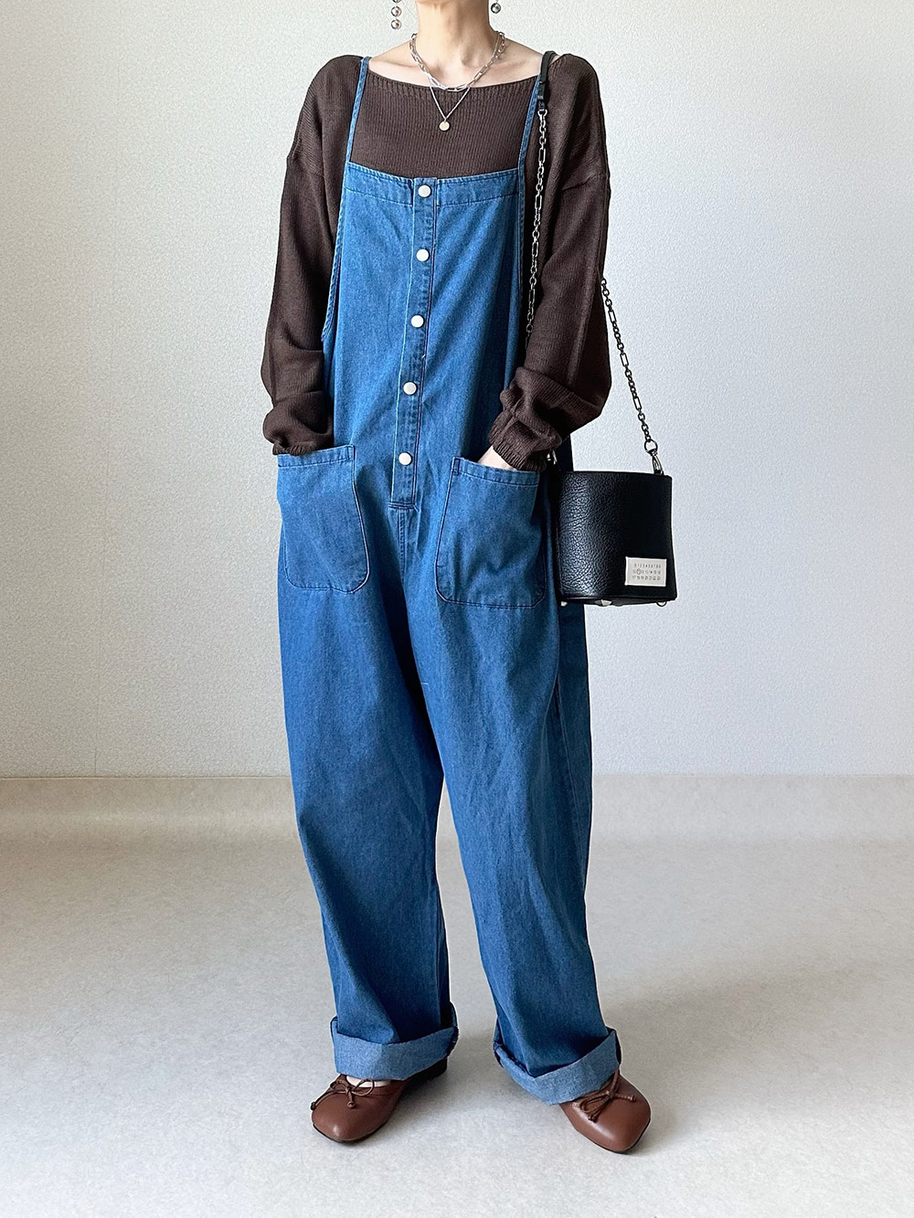 フロントボタンデニムサロペットパンツ | 詳細画像3