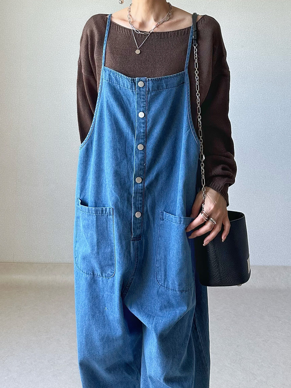 フロントボタンデニムサロペットパンツ | 詳細画像8