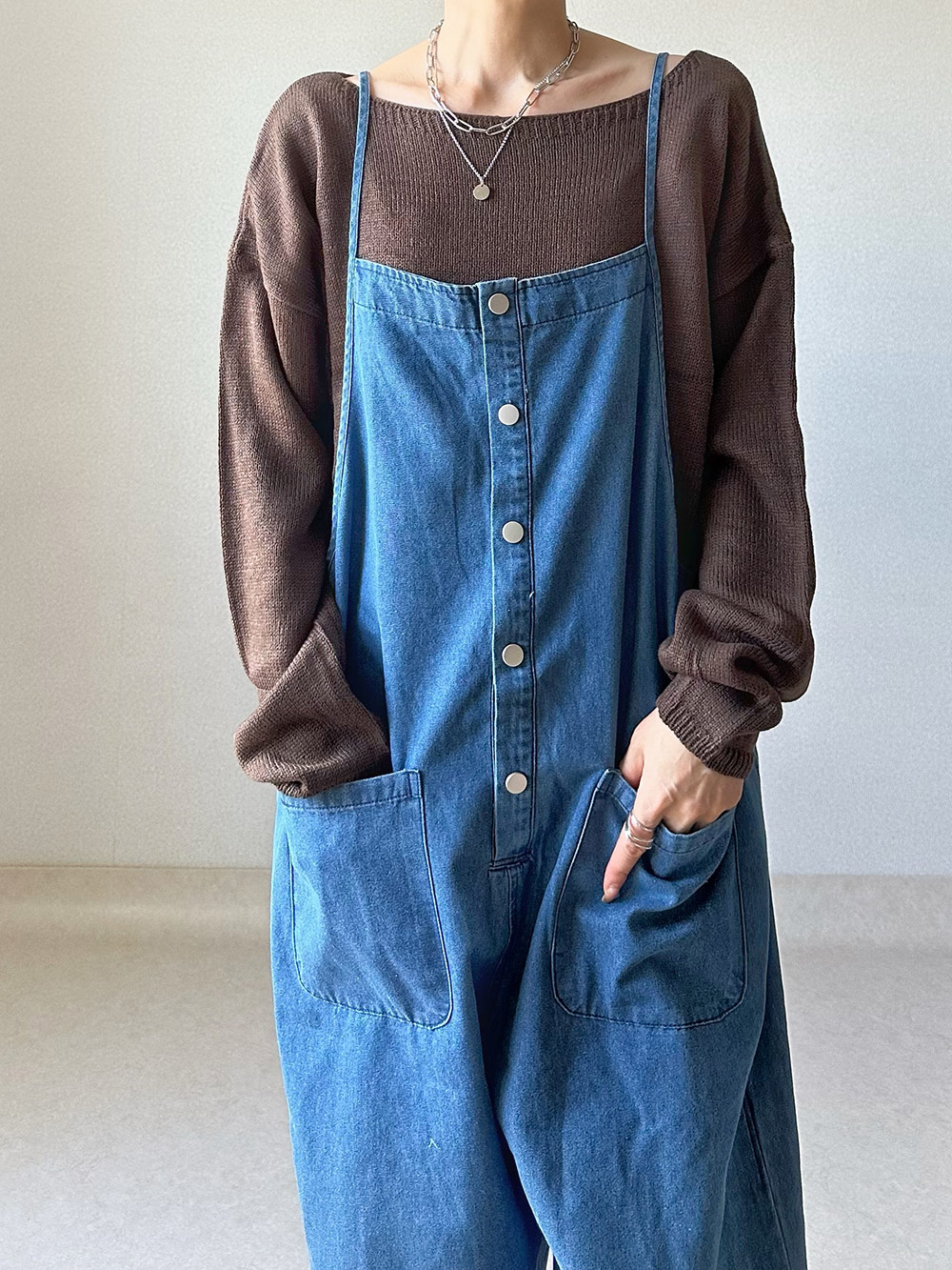 フロントボタンデニムサロペットパンツ | 詳細画像9