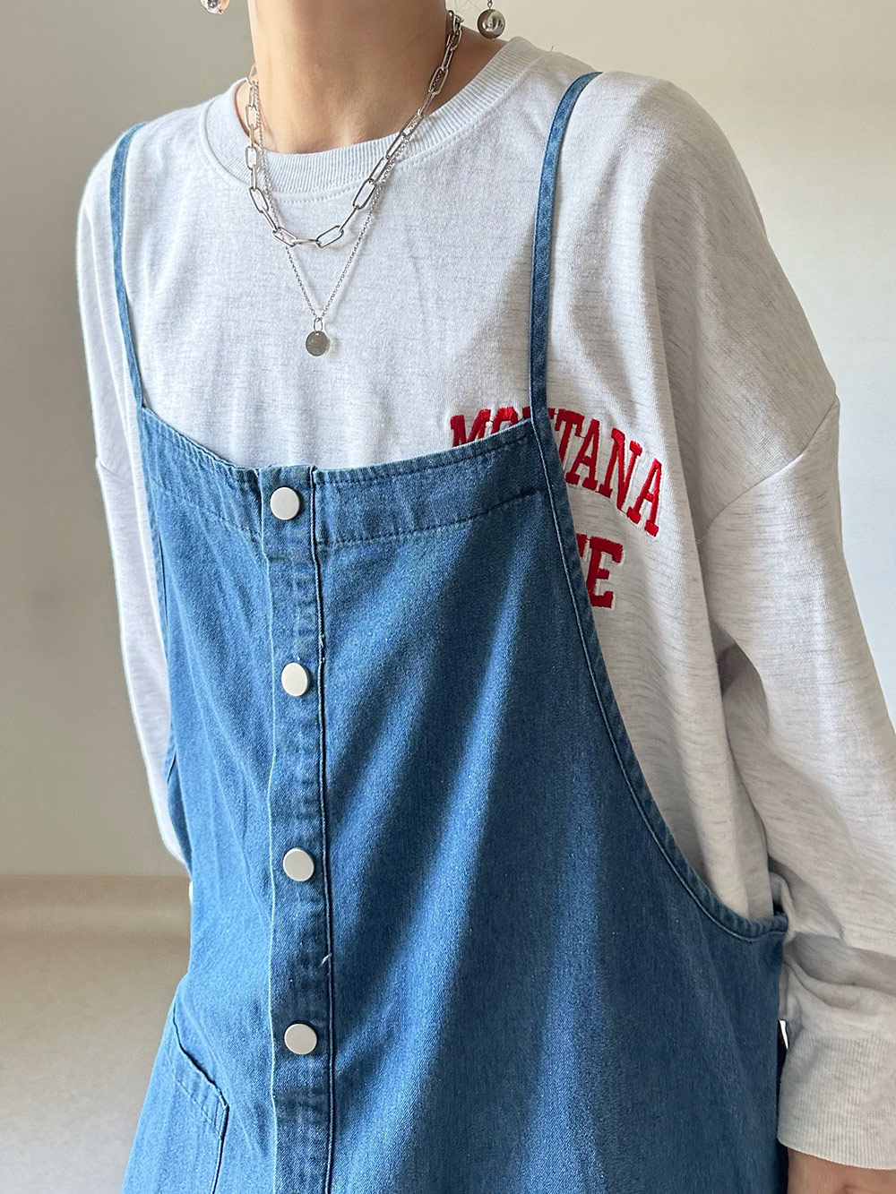 フロントボタンデニムサロペットパンツ | 詳細画像14