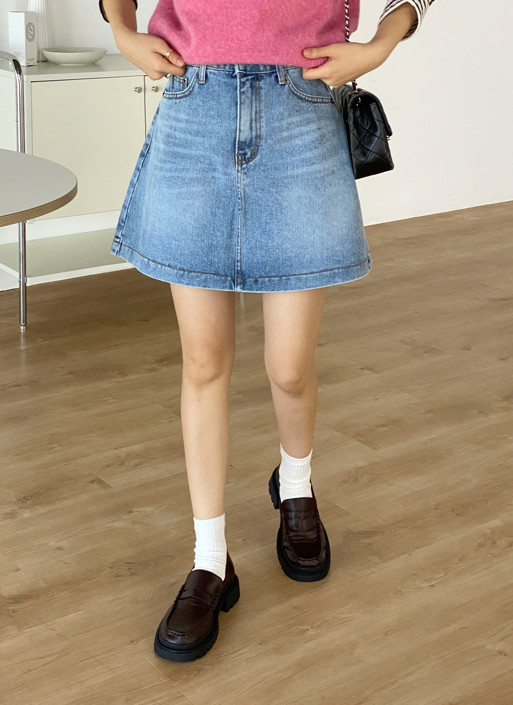 デニムミニスカート 青 フリンジ加工 - メルカリ