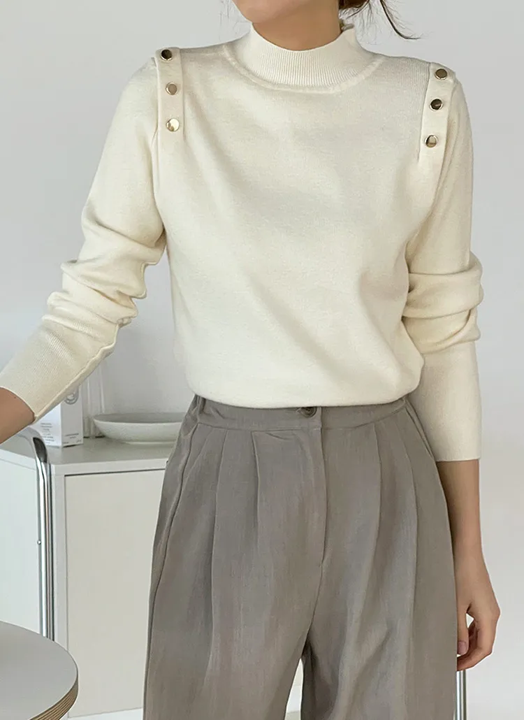 ショルダーボタンハーフネックニット | DHOLIC | 詳細画像1