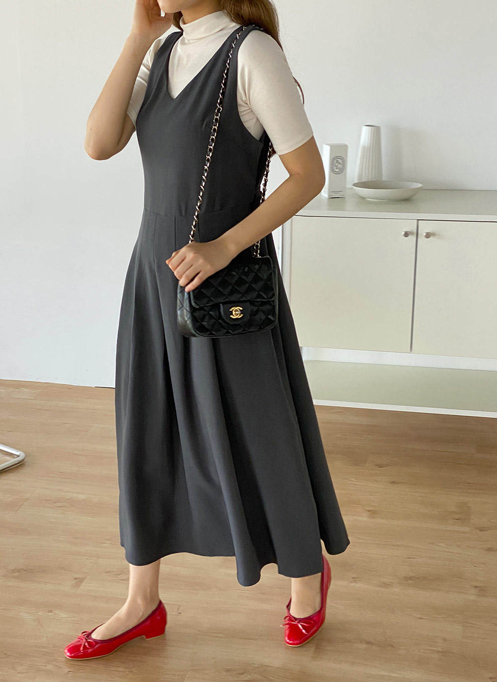 Vネックタックノースリワンピース | DHOLIC | 詳細画像7