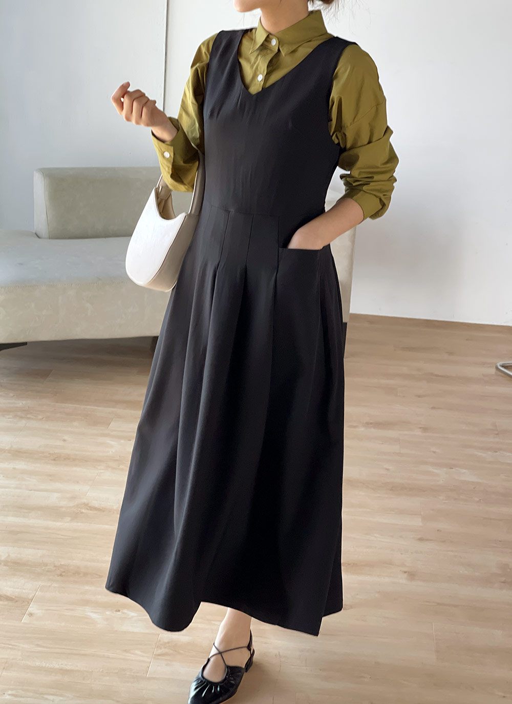 Vネックタックノースリワンピース | DHOLIC | 詳細画像14