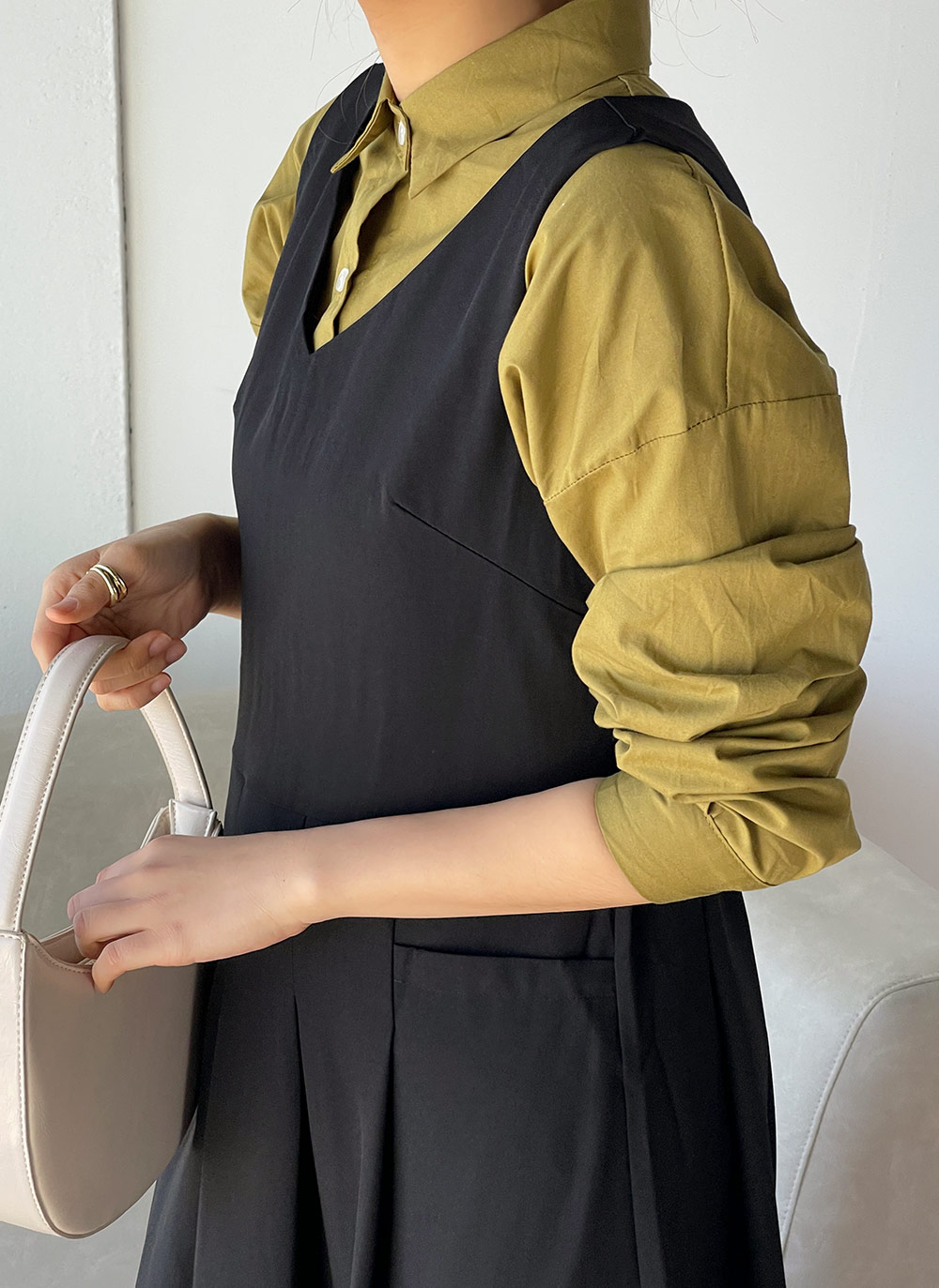 Vネックタックノースリワンピース | DHOLIC | 詳細画像15