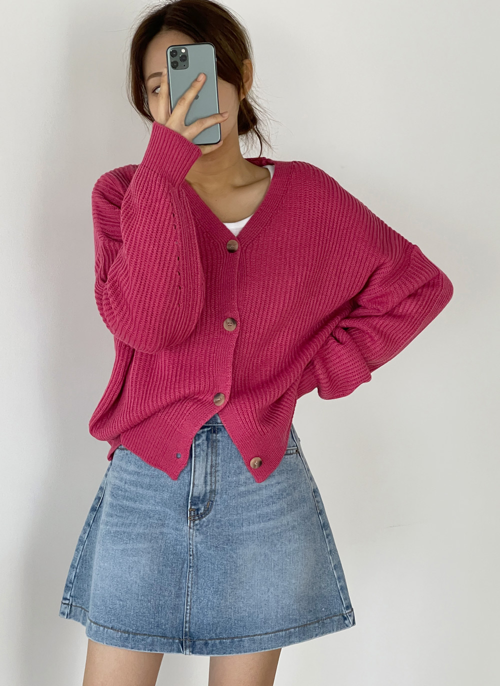 Vネックパンチングスリーブカーディガン | DHOLIC | 詳細画像12