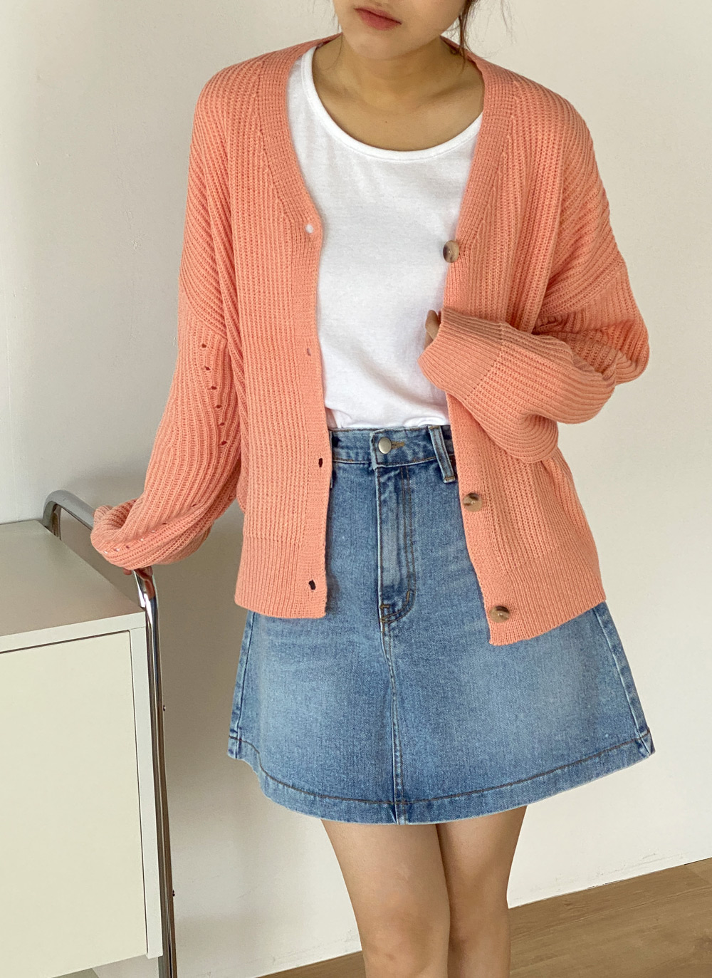 Vネックパンチングスリーブカーディガン | DHOLIC | 詳細画像14