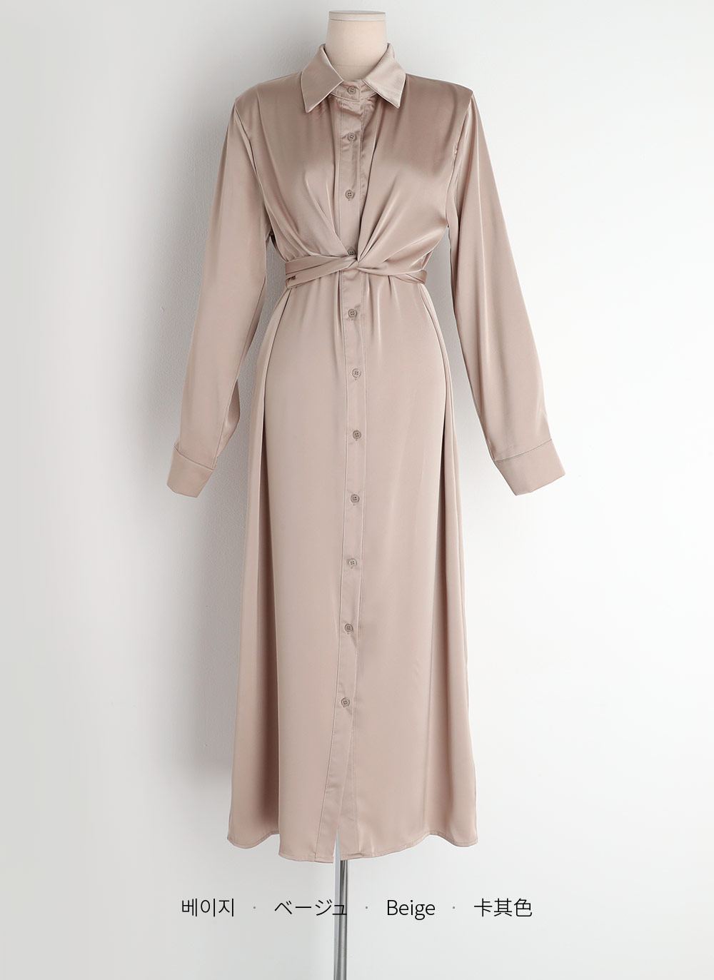 リボンシルキーシャツワンピース | DHOLIC | 詳細画像14