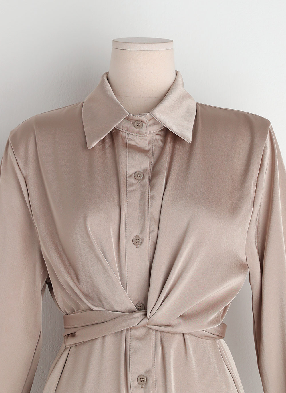 リボンシルキーシャツワンピース | DHOLIC | 詳細画像17