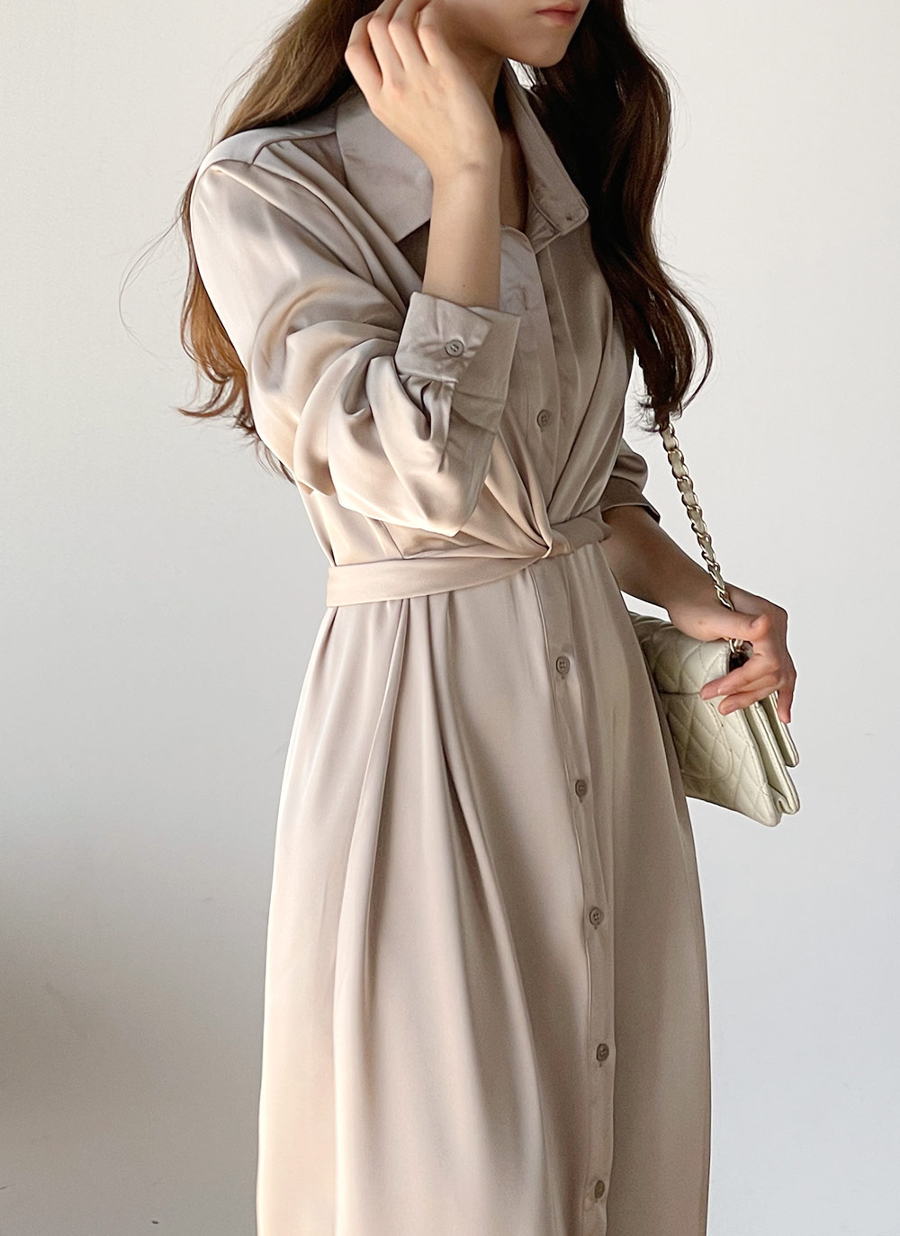 リボンシルキーシャツワンピース | DHOLIC | 詳細画像10