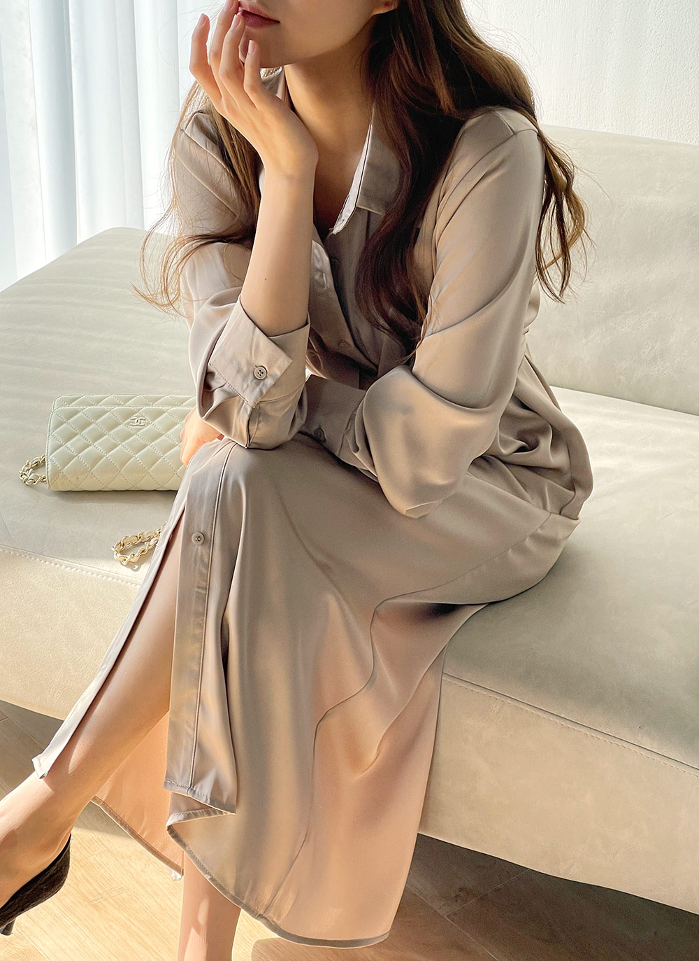 リボンシルキーシャツワンピース | DHOLIC | 詳細画像11