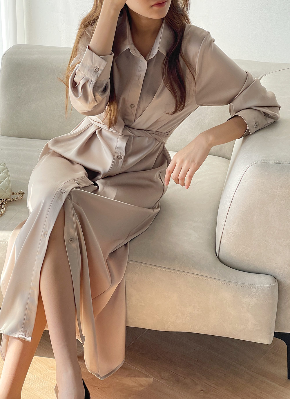 リボンシルキーシャツワンピース | DHOLIC | 詳細画像12