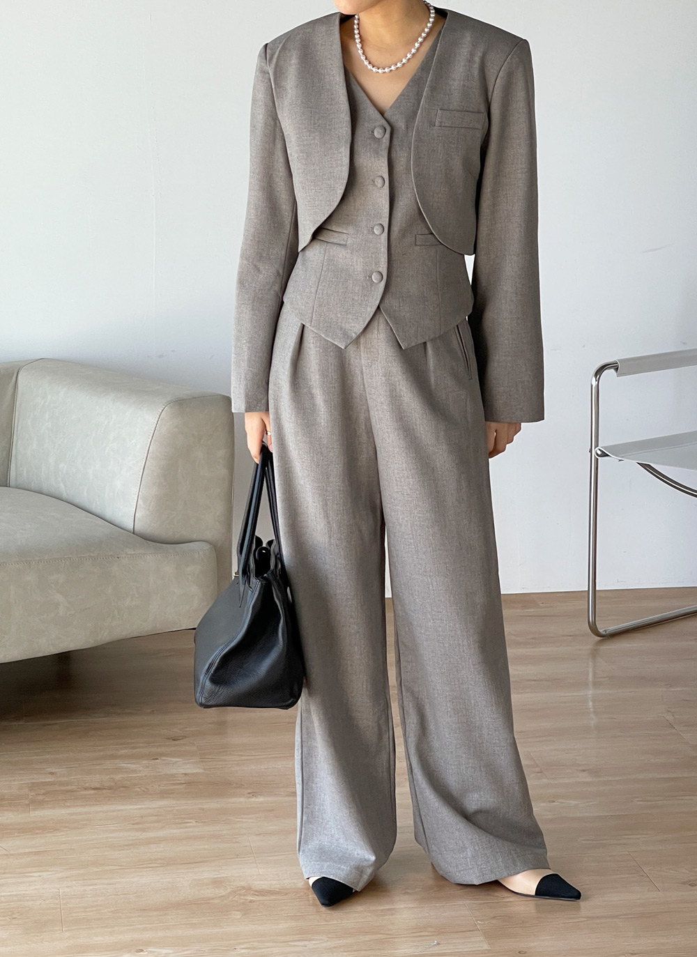 Vネックベスト&オープンジャケット&ベルト付スラックス3SET | DHOLIC | 詳細画像11