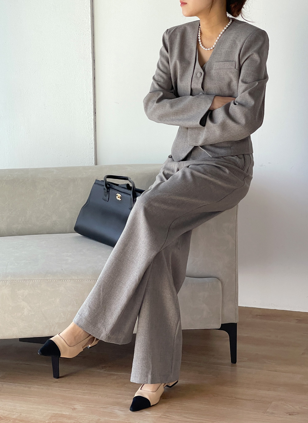 Vネックベスト&オープンジャケット&ベルト付スラックス3SET | DHOLIC | 詳細画像16