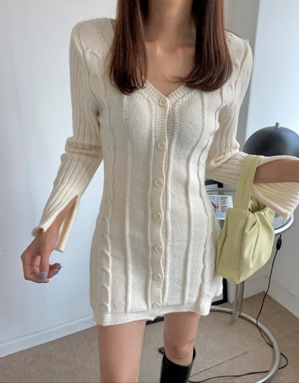 ケーブルニットボタンワンピース | 詳細画像9