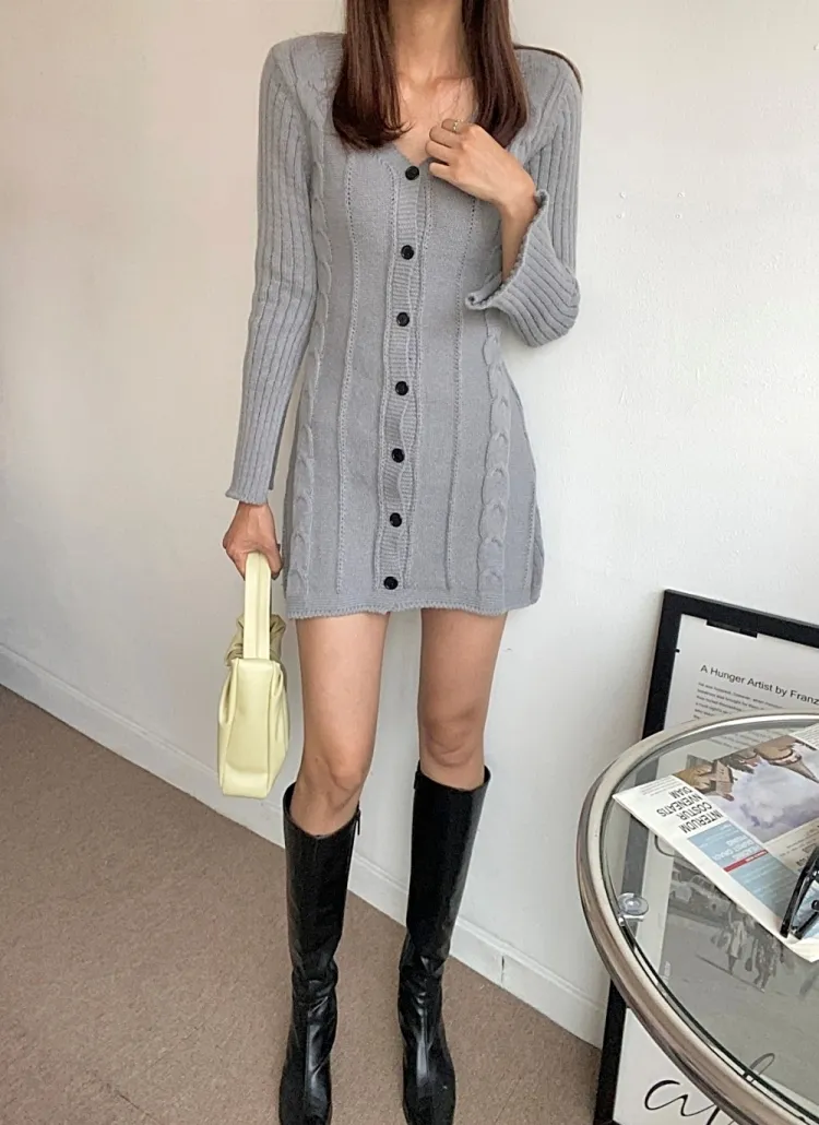 ケーブルニットボタンワンピース | 詳細画像1