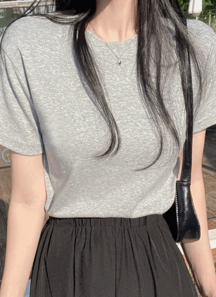 無地ラウンド半袖Tシャツ | ROMANTICLINE | 詳細画像1