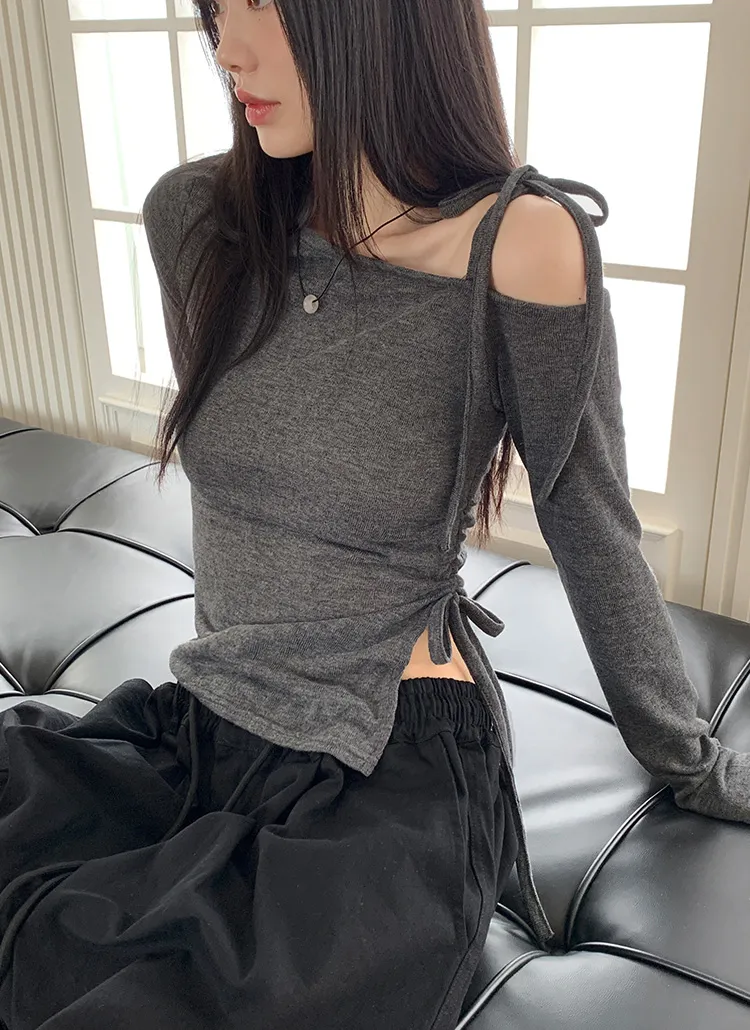 ワンショルリボンアシメ長袖Tシャツ | WONDERWONDER | 詳細画像1