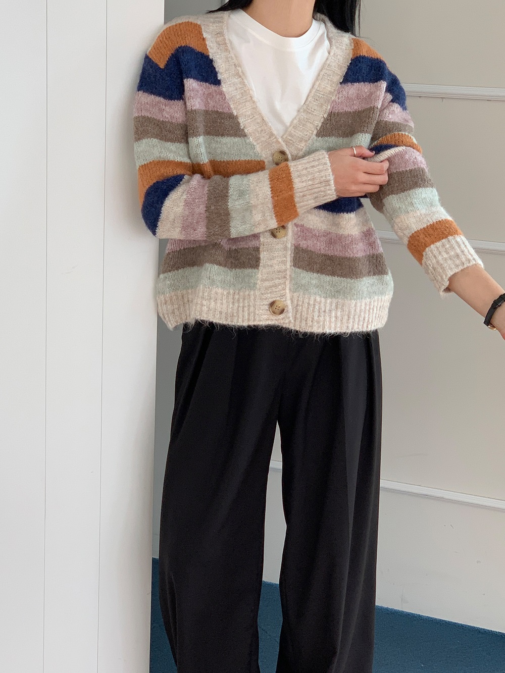 TOWN CRAFT】BORDER CARDIGAN モヘア混 タウンクラフト ボーダー