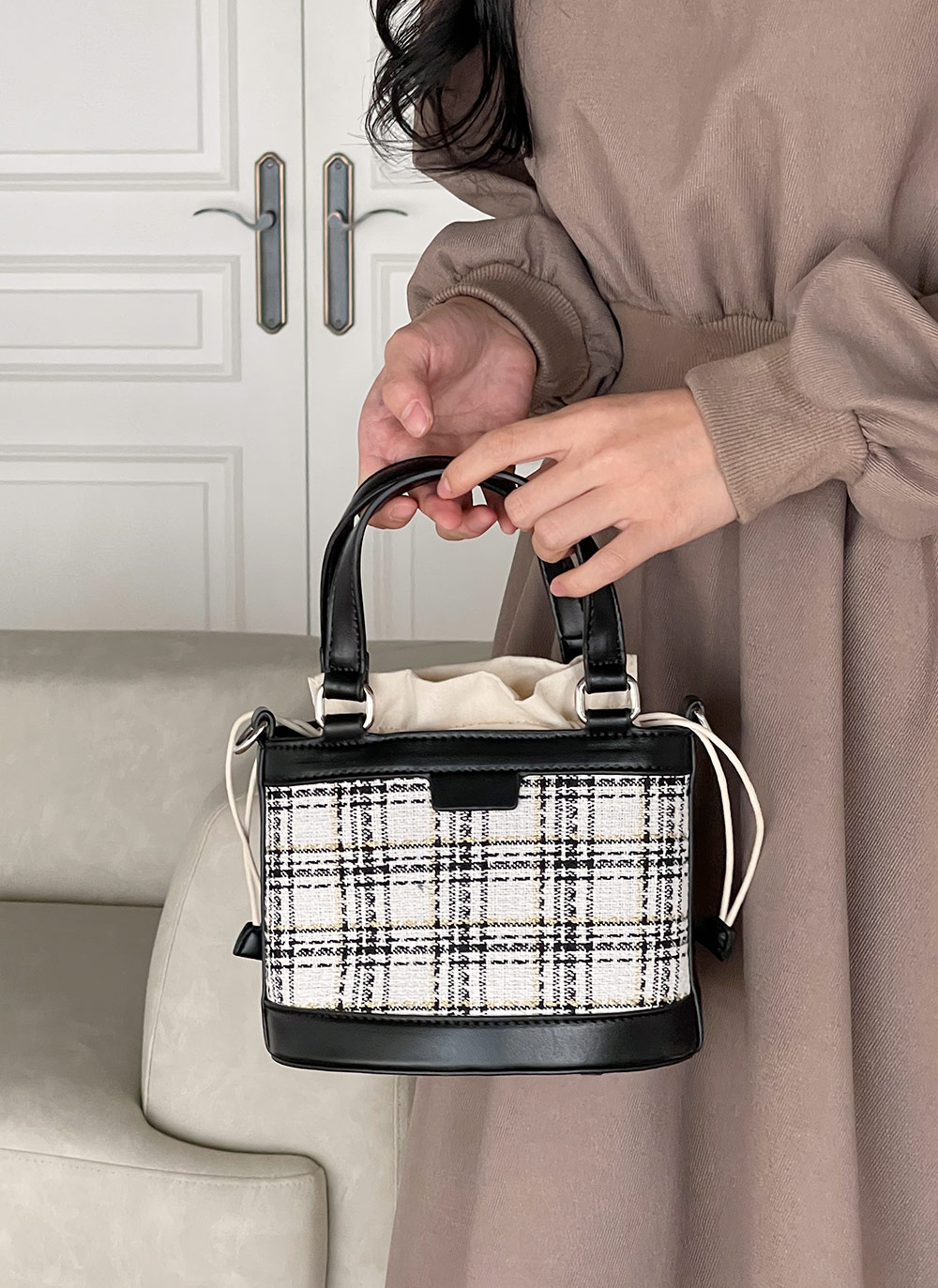 2WAYツイード巾着バッグ | DHOLIC | 詳細画像3