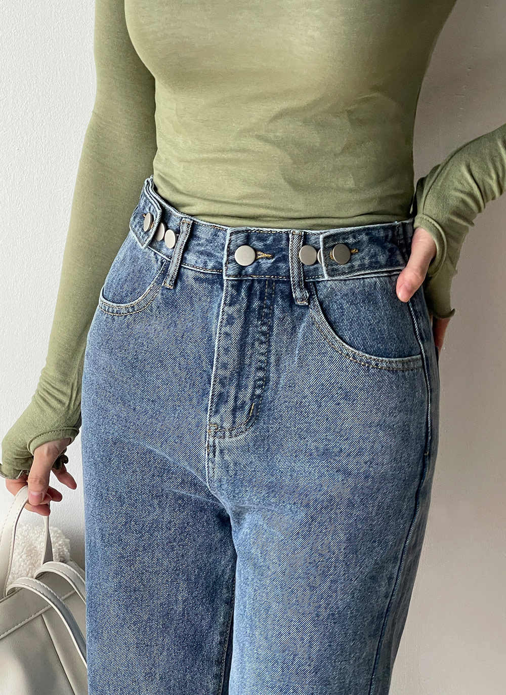 アジャストボタンストレートデニムパンツ | DHOLIC | 詳細画像5
