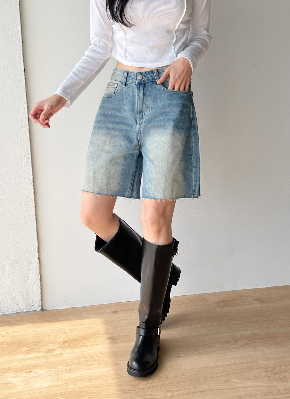 カットオフハーフデニムパンツ | DHOLIC | 詳細画像4