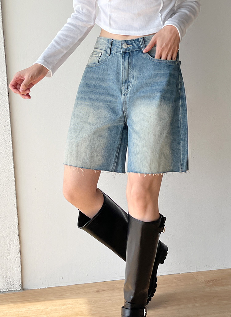 【MOTHER】ロンハーマン カットオフ デニム ハーフパンツ デニム ハーフパンツ（ホワイト/ブラック）｜Ron Herman(ロン
