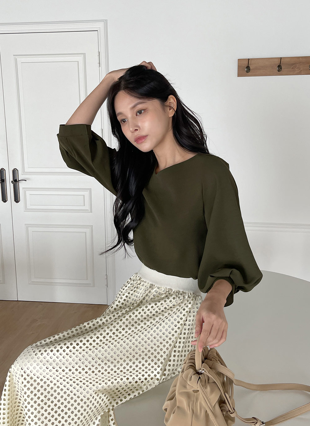 レザー調パンチングフレアスカート | DHOLIC | 詳細画像7