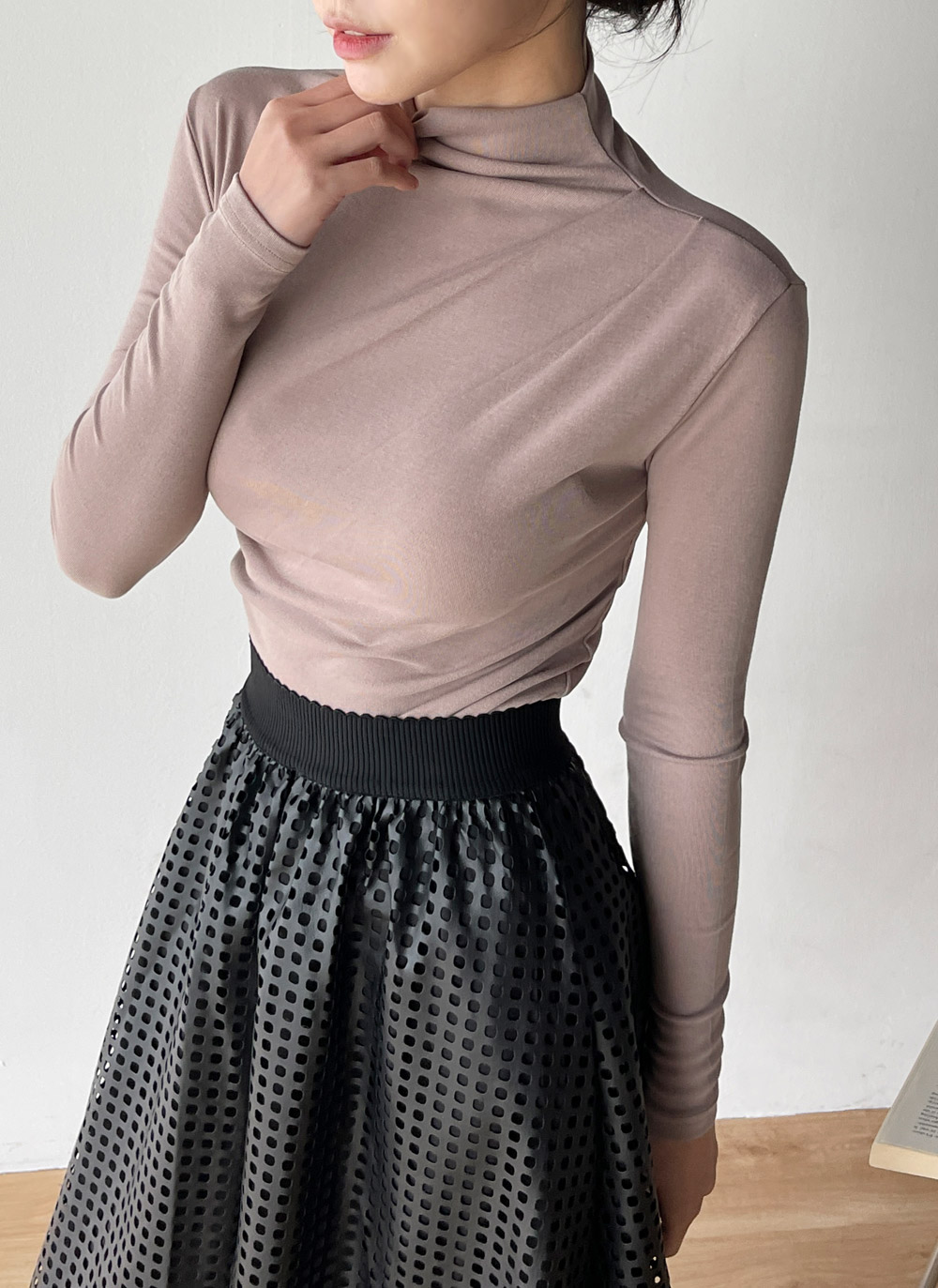 レザー調パンチングフレアスカート | DHOLIC | 詳細画像16