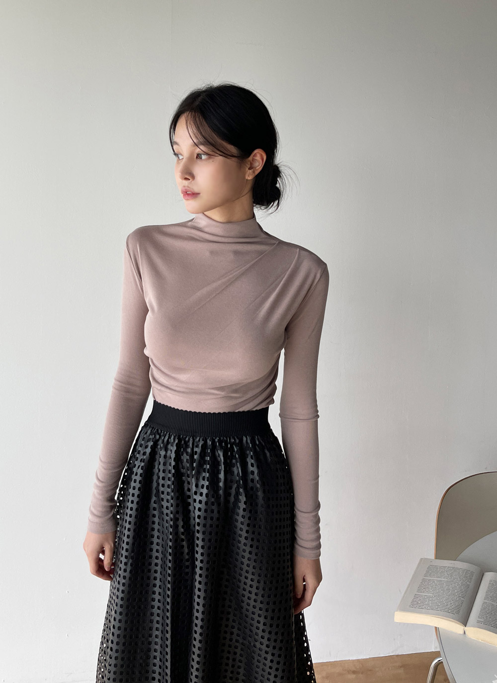 レザー調パンチングフレアスカート | DHOLIC | 詳細画像17