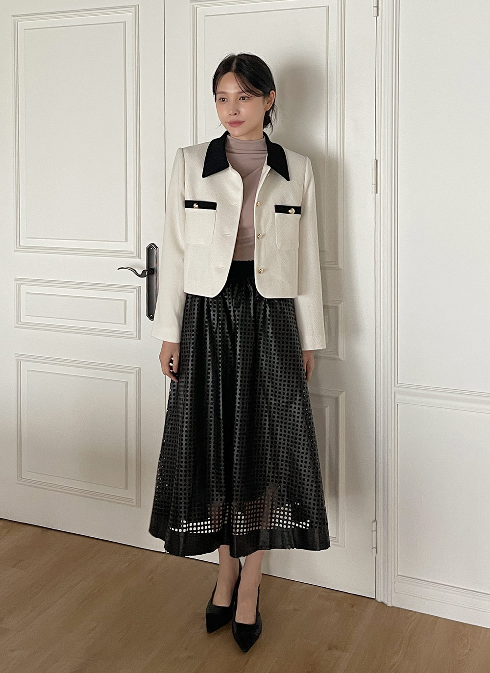 レザー調パンチングフレアスカート | DHOLIC | 詳細画像19