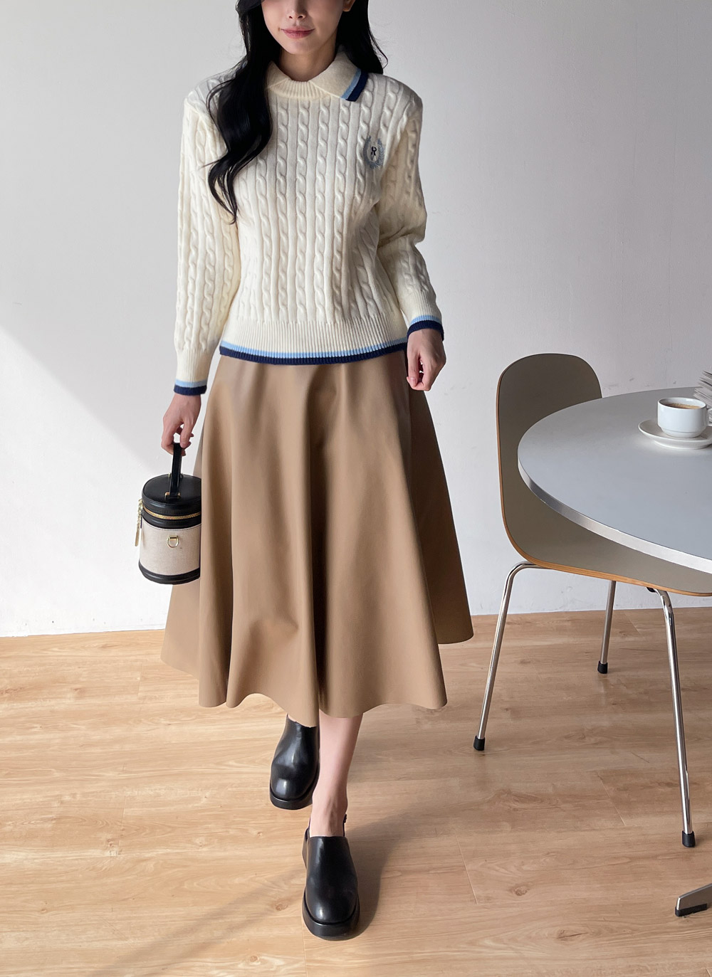 バックゴムレザー調フレアスカート | DHOLIC | 詳細画像9