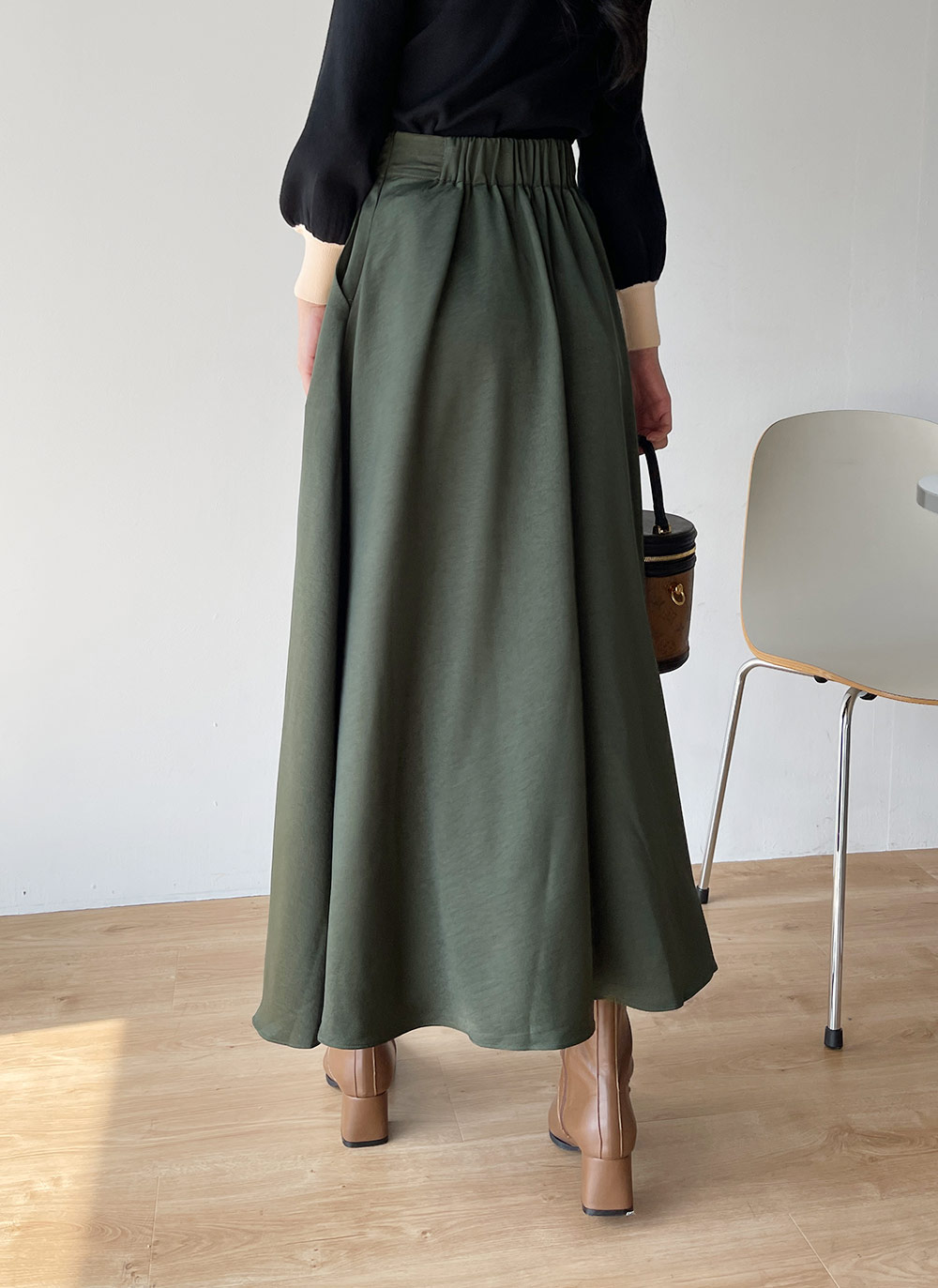 サテンフレアマキシイージースカート | DHOLIC | 詳細画像10