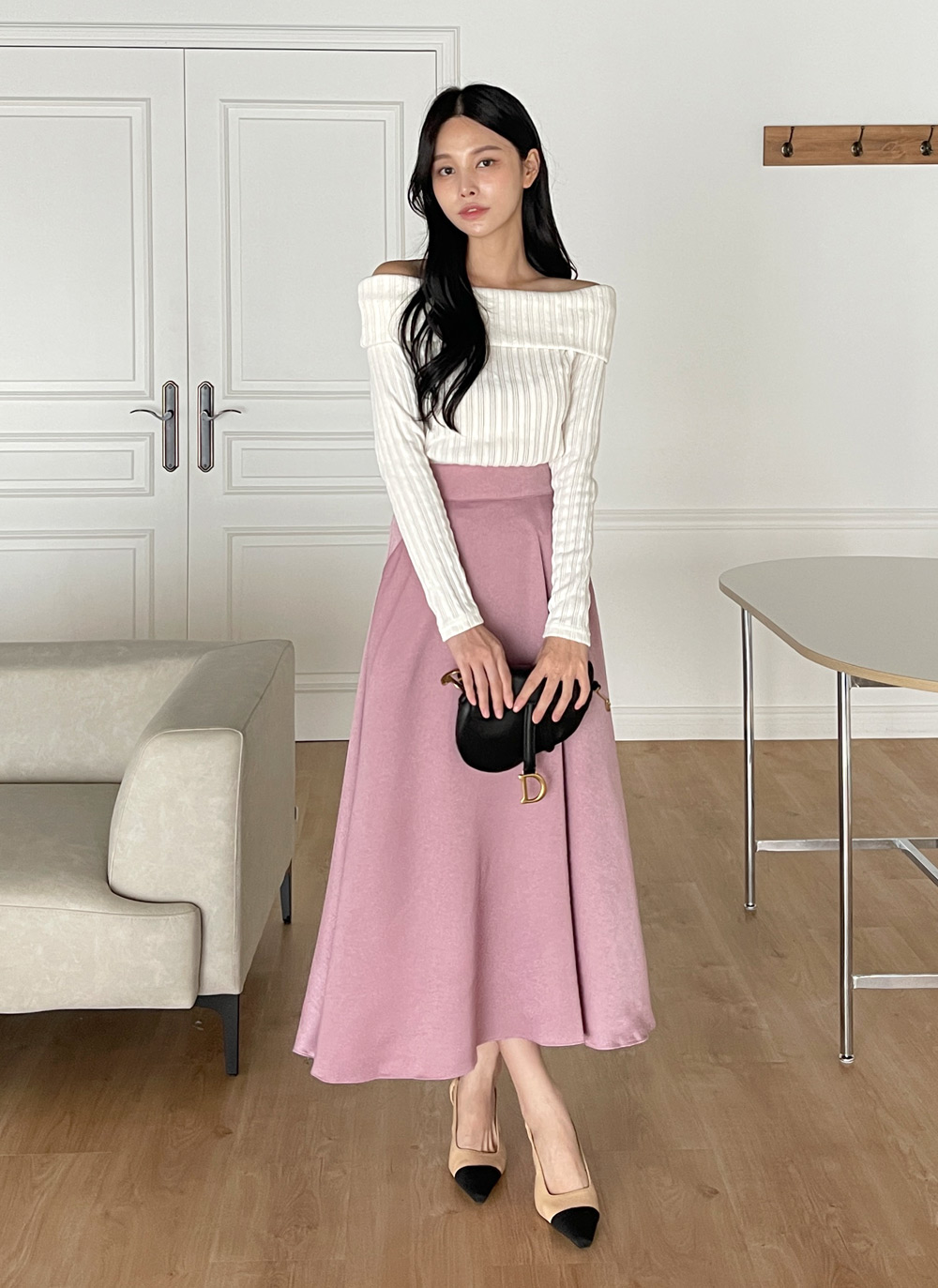 サテンフレアマキシイージースカート | DHOLIC | 詳細画像20